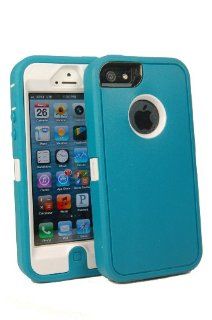 BeautyChase(TM) Iphone5/5s Defender Body Armor Case Comparable to Otterbox Defender Series (teal blue/white): Cell Phones & Accessories