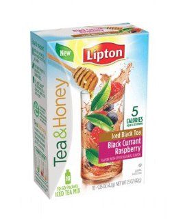 Lipton To Go Stix Iced Black Tea Mix, Tea and Honey, Black Currant Raspberry, 10 Count (Pack of 12) : Green Teas : Grocery & Gourmet Food
