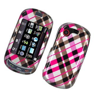 Check Pink/Brown/ Black 2D Glossy Hard Protector Case Cover For Samsung Gravity T SGH T669: Cell Phones & Accessories