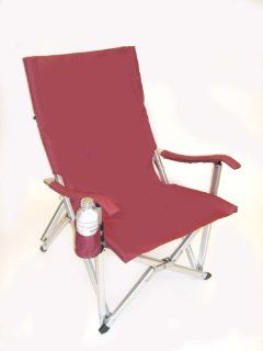 The AWARD WINNING "LUXURY RUST PROOF" Lightweight All Aluminum Folding LAWN CHAIR Red Wine Featuring 600D Washable and Mildew Resistant Polyester Fabric with Matching Padded Arm Rests, Cup Holder, and a Carry Bag with Shoulder Straps! : Chairs Ou