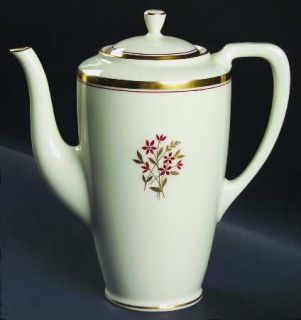 Lenox China Nydia Shape 1960 Coffee Pot & Lid, Fine China Dinnerware   Rust Flow