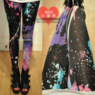 Beau Corner Womens Graffiti Splash ink Colorful Leggings Pants Jeggings: Clothing