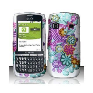 Purple Blue Flower Hard Cover Case for Samsung Replenish SPH M580 Cell Phones & Accessories