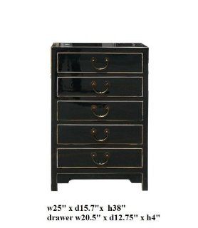 Shop Chinese Gross Black Lacquer 5 Drawers Chest Ass585 at the  Furniture Store