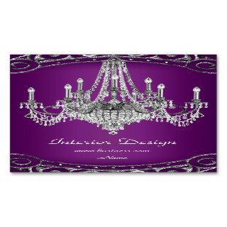 Elegant Silver Plum Chandelier Interior Design Business Card Template