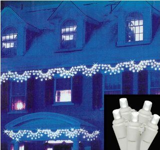 Set of 150 LED Pure White Swag Christmas Lights White Wire: Kitchen & Dining