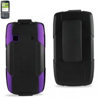Reiko SLCPC09 SAMM580BKPP Premium Hybrid Case with Protective Cover and Kickstand for Samsung Replenish M580   1 Pack   Retail Packaging   Black/Purple: Cell Phones & Accessories