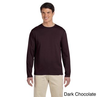 Gildan Mens Softstyle Cotton Long Sleeve T shirt Brown Size XXL