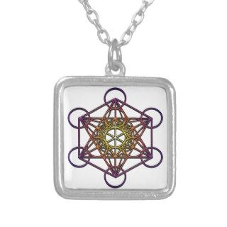 Metatron's Cube (yellow purple gradient) Symbol Personalized Necklace