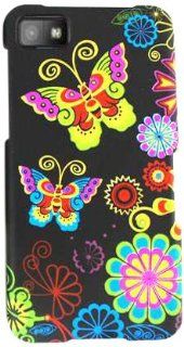 Cell Armor BBZ10 SNAP TE584 Snap On Case for BlackBerry Z10   Retail Packaging   Color Butterflies on Black: Cell Phones & Accessories