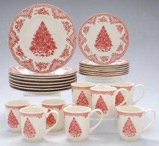 Johnson Brothers Old Britain Castles Pink Christmas(1883) 24 Piece Set, Fine Chi