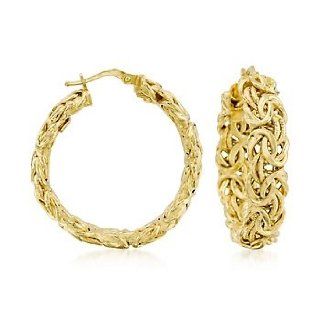 Italian 14kt Yellow Gold Byzantine Hoop Earrings: Jewelry
