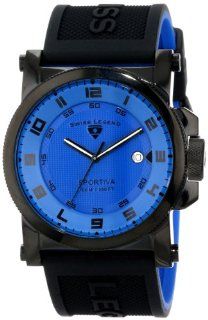 Swiss Legend Men's 40030 BB 03 Sportiva Blue Textured Dial Black and Royal Blue Silicone Watch: Watches