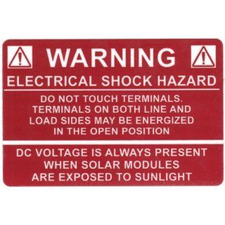 HellermannTyton 596 00232 Pre Printed Solar Label, 3.75" X 2.5", WARNING: ELECTRICAL SHOCK HAZARD, Red (Pack of 50): Electrical Tape: Industrial & Scientific
