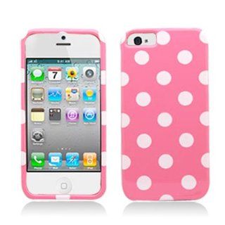 Aimo IPH5PCPD304 Trendy Polka Dot Hard Snap On Protective Case for iPhone 5   Retail Packaging   Light Pink/White: Cell Phones & Accessories