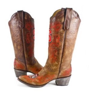 North Carolina State University Gameday Womens Cowboy Boots Pointed Toe Brown Leather NCS L052 1 Shoes