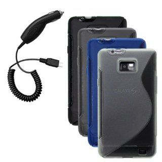 Cbus Wireless Four S Line Flex Gel Cases / Skins / Covers (Black, Smoke, Dark Blue, Clear) & Car Charger for AT&T Samsung Galaxy S II / SGH I777: Cell Phones & Accessories