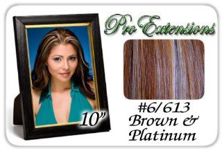 10" Inch #6/613 Brown w/ Platinum Highlights Pro Extensions Human Hair Extensions : Clip In Human Hair Extensions Brown And Light Blond Highlights : Beauty