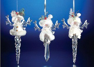 Club Pack of 12 Icy Crystal Christmas Snowman Icicle Ornaments 8"   Decorative Hanging Ornaments