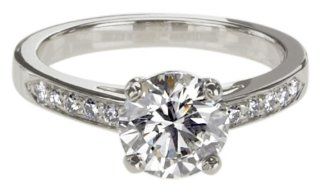 Platinum Round Diamond Ring (GIA Certified 1.52 ct center, 1.70 cttw, I Color, VS1 Clarity), Size 6: Jewelry