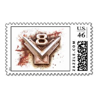 From classic car: Rusty old v8 badge in chrome Postage Stamp