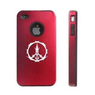 Apple iPhone 4 4S 4G Red D379 Aluminum & Silicone Case Barbed Wire Peace Sign: Cell Phones & Accessories
