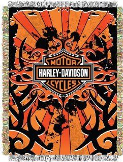 Harley Davidson, Inkburst 48 Inch by 60 Inch Acrylic Tapestry Throw by The Northwest Company   Throw Blankets