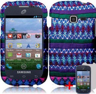 SAMSUNG GALAXY DISCOVER S730G BLUE PURPLE AFRICAN DESIGN RUBBERIZED COVER SNAP ON HARD CASE + SCREEN PROTECTOR from [ACCESSORY ARENA] Cell Phones & Accessories