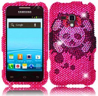 For Samsung Galaxy Rush M830 Full Diamond Bling Cover Case Pink Skull: Cell Phones & Accessories