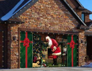 Santa's Putting Practice   Outdoor Christmas Holiday Garage Door Dcor 7'x16' : Decorative Hanging Ornaments : Patio, Lawn & Garden