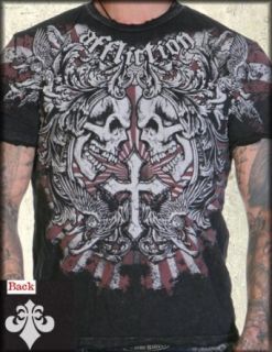 Affliction Lucky Angels & Cherubs Short Sleeve Tee Shirt in Black Lava Wash   UP TO XXXL / 3XL at  Mens Clothing store