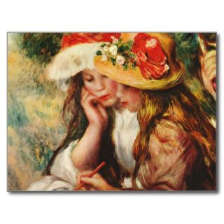 Renoir Two Girls Reading in the Garden Postcard