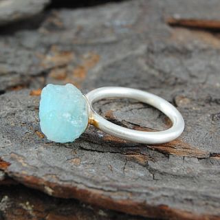 aquamarine rough stone ring by embers semi precious and gemstone designs