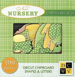 DCWV Chipboard 100 Piece Embellishments Boxed, Nana's Nursery Shapes and Letters