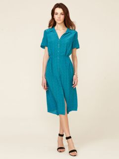 Henley Pleated Silk Shirt Dress by Geren Ford