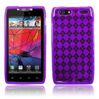 Motorola Droid RAZR 4G XT912   Purple Checker Argyle Transparent TPU Flex Skin Case [AccessoryOne Brand]: Cell Phones & Accessories
