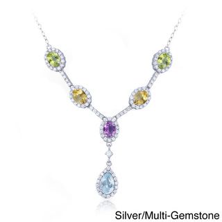 Glitzy Rocks Sterling Silver Gemstones 'Y' Necklace Glitzy Rocks Gemstone Necklaces
