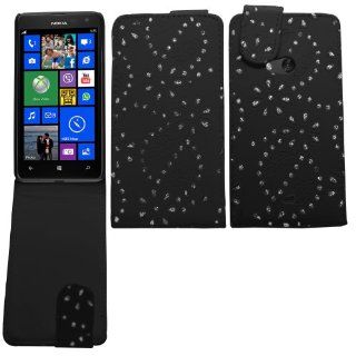 SAMRICK   Nokia Lumia 625   Bling Diamante Gemstone Floral Flowers Specially Designed Leather Flip Case   Black: Electronics