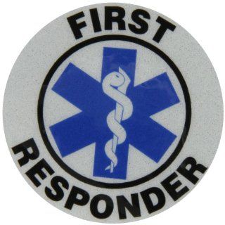 Accuform Signs LHTL638 Emergency Response Reflective Helmet Sticker, Legend "FIRST RESPONDER" with Graphic, 2 1/4" Diameter, Blue/Black on White Industrial Warning Signs