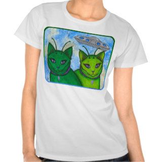 Alien Cats UFO Space Fantasy Cat Art Shirt