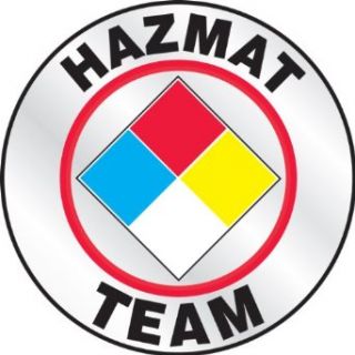 Accuform Signs LHTL646 Emergency Response Reflective Helmet Sticker, Legend "HAZMAT TEAM" with Graphic, 2 1/4" Diameter, Blue/Red/Yellow/Black on White: Industrial Warning Signs: Industrial & Scientific