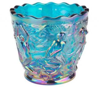 Fenton Art Glass Limited Edition Turquoise Mermaid Vase —