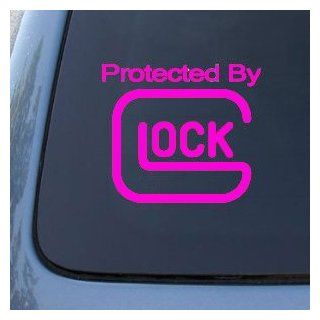 Protected By Glock   6" HOT PINK DECAL   Guns   Car, Truck, Notebook, Vinyl Decal Sticker: Automotive