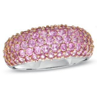 Lab Created Pink Sapphire Pavé Band in Sterling Silver   Zales