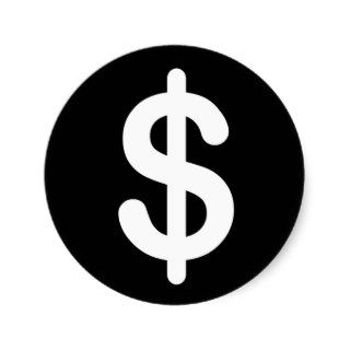 White dollar sign on black background stickers