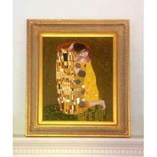 overstockArt KL1839 FR 655G20X24 Gustav Klimt The Kiss 20 Inch by 24 Inch Framed Oil Painting on Canvas, Full View  