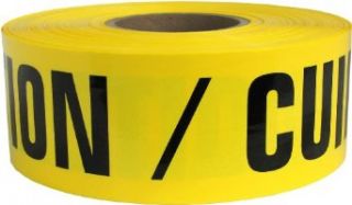 Presco B3103Y13 658 1000' Length x 3" Width x 3 mil Thick, Polyethylene, Yellow with Black Ink Barricade Tape, Legend "Caution Cuidado" (Pack of 8): Safety Tape: Industrial & Scientific
