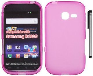 For Samsung R480 Transparent Tpu Skin Soft Cover Case with ApexGears Stylus Pen (Hot Pink): Cell Phones & Accessories