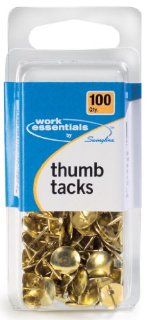 Swingline Work Essentials Thumb Tacks, 100 Count, Gold, (S7071752) : Tacks And Pushpins : Office Products