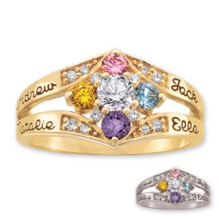 Ladies 10K Gold Daydream Cubic Zirconia Accent Birthstone Ring by
